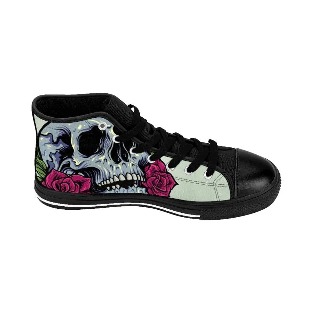 Sugar skull anatomy with roses Men's High-top Sneakers