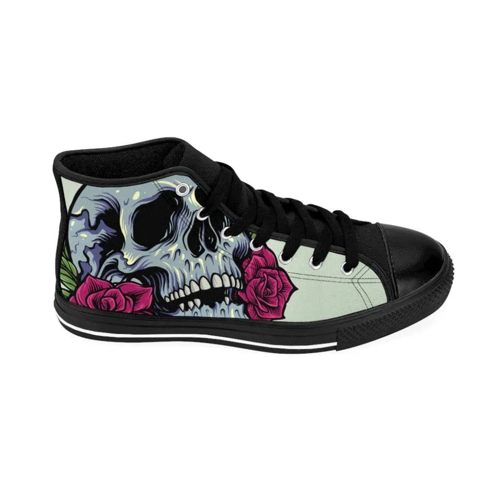 Sugar skull anatomy with roses Men's High-top Sneakers