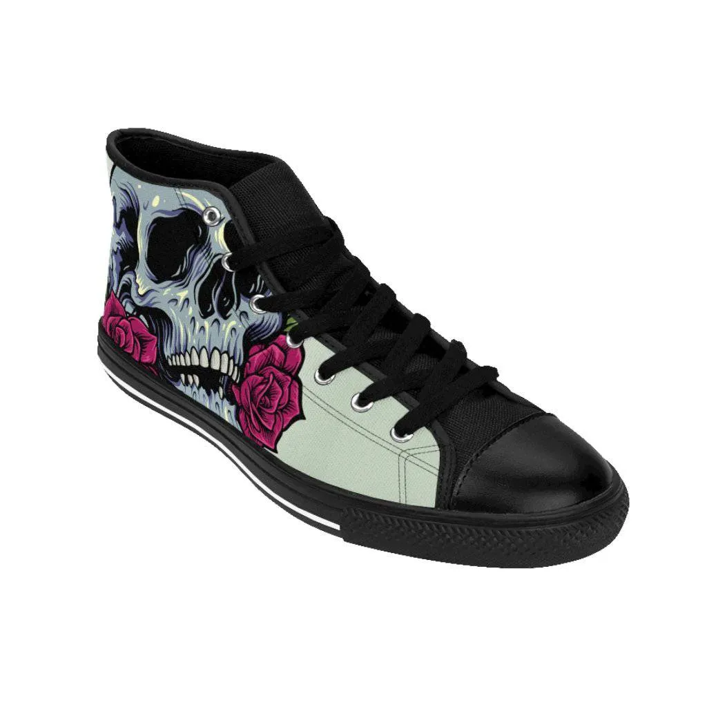 Sugar skull anatomy with roses Men's High-top Sneakers