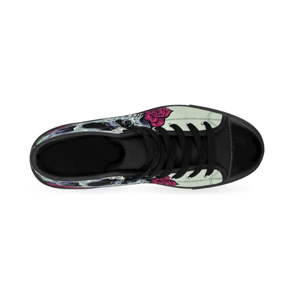 Sugar skull anatomy with roses Men's High-top Sneakers