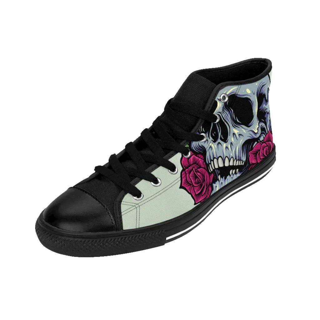 Sugar skull anatomy with roses Men's High-top Sneakers