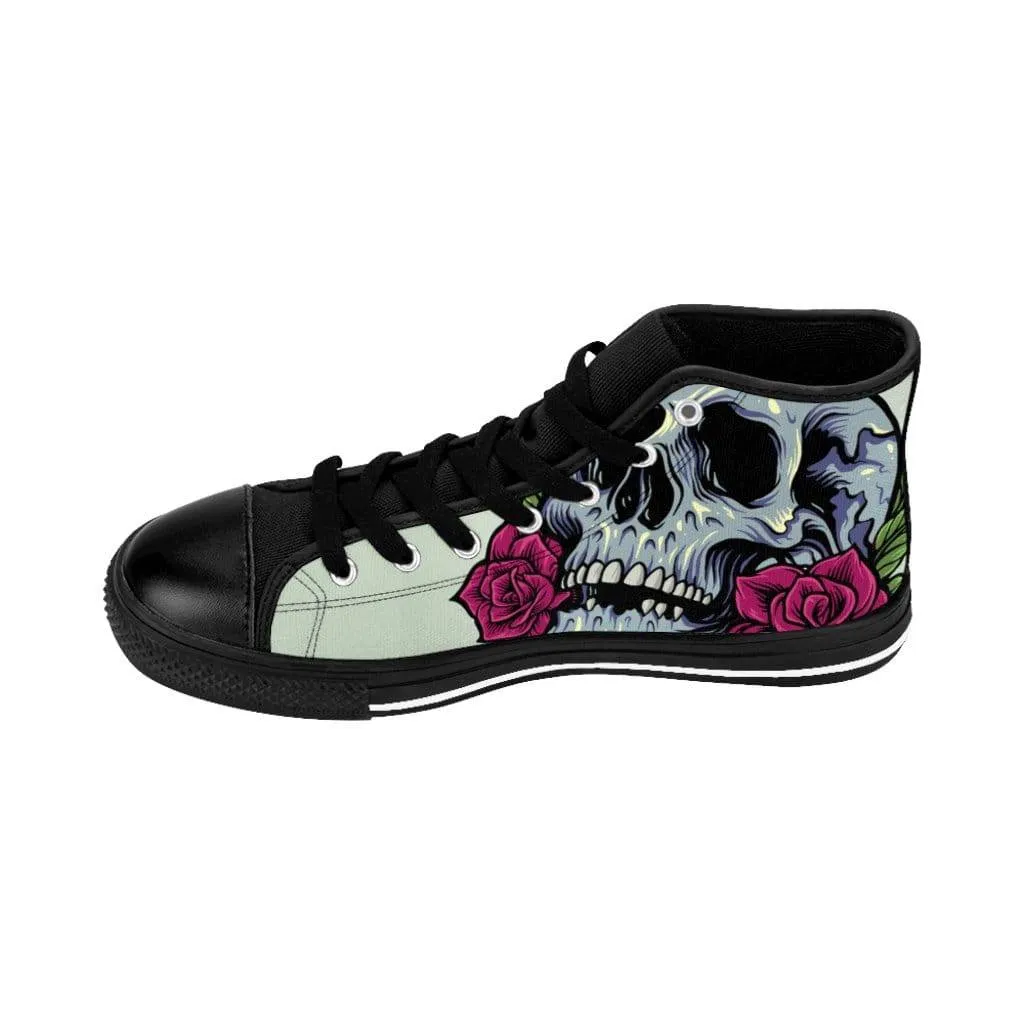 Sugar skull anatomy with roses Men's High-top Sneakers