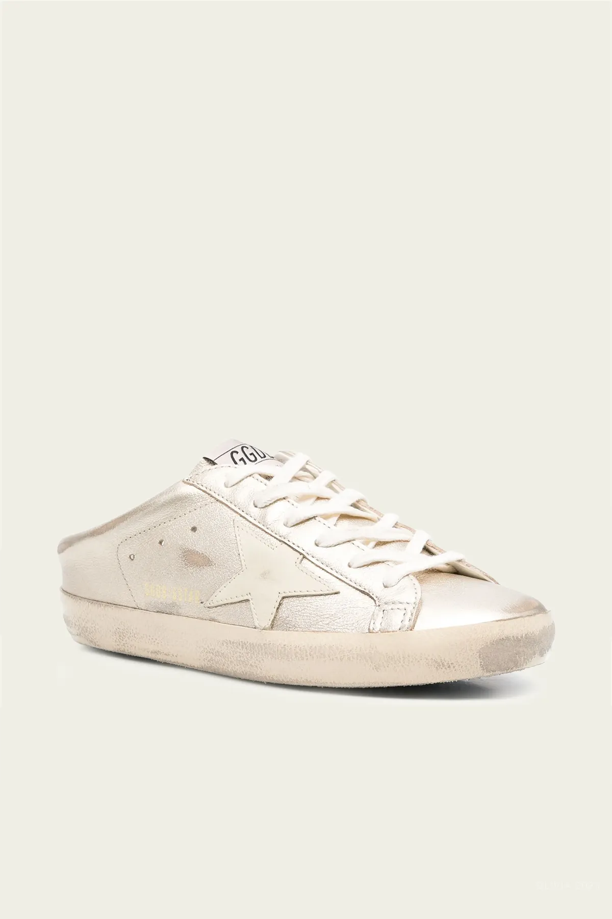 Super-Star Sabot Platinum Metallic Leather Sneaker