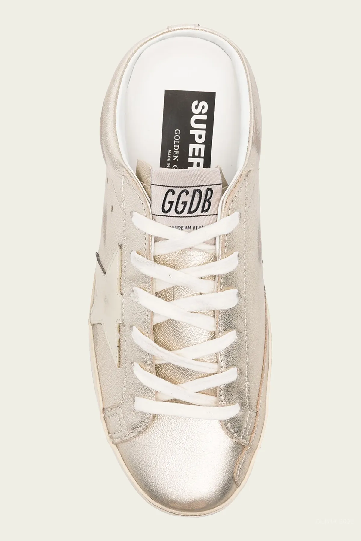 Super-Star Sabot Platinum Metallic Leather Sneaker