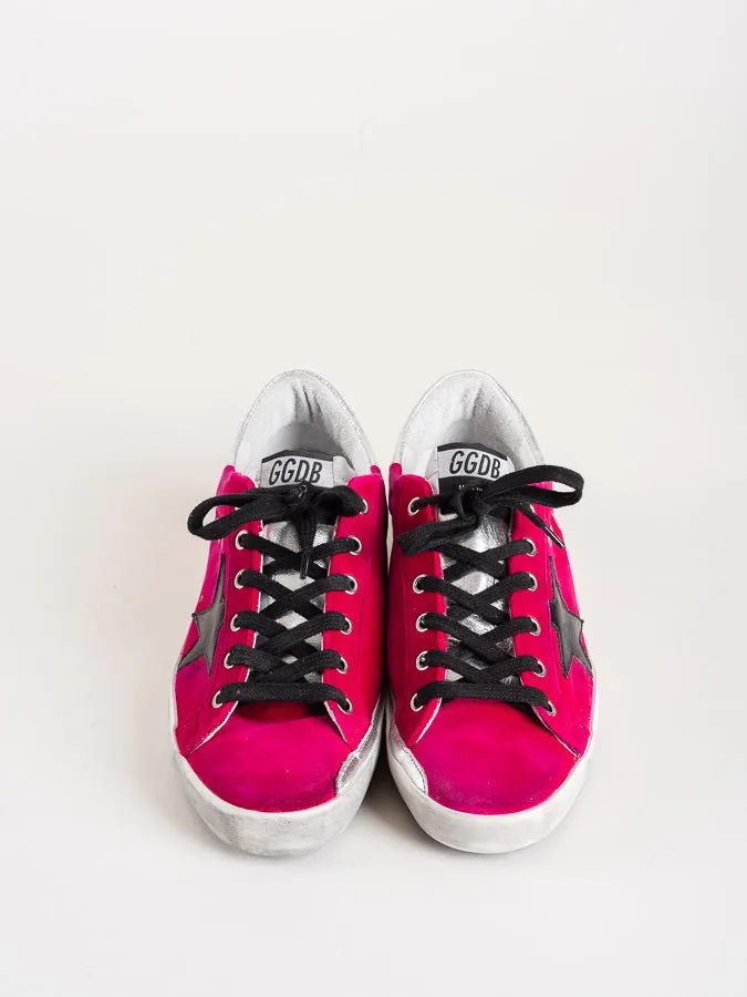 superstar sneaker - fuxia velvet/black star