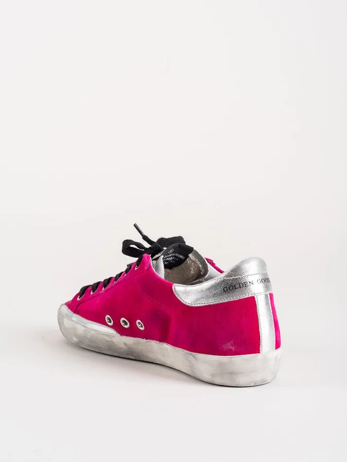 superstar sneaker - fuxia velvet/black star