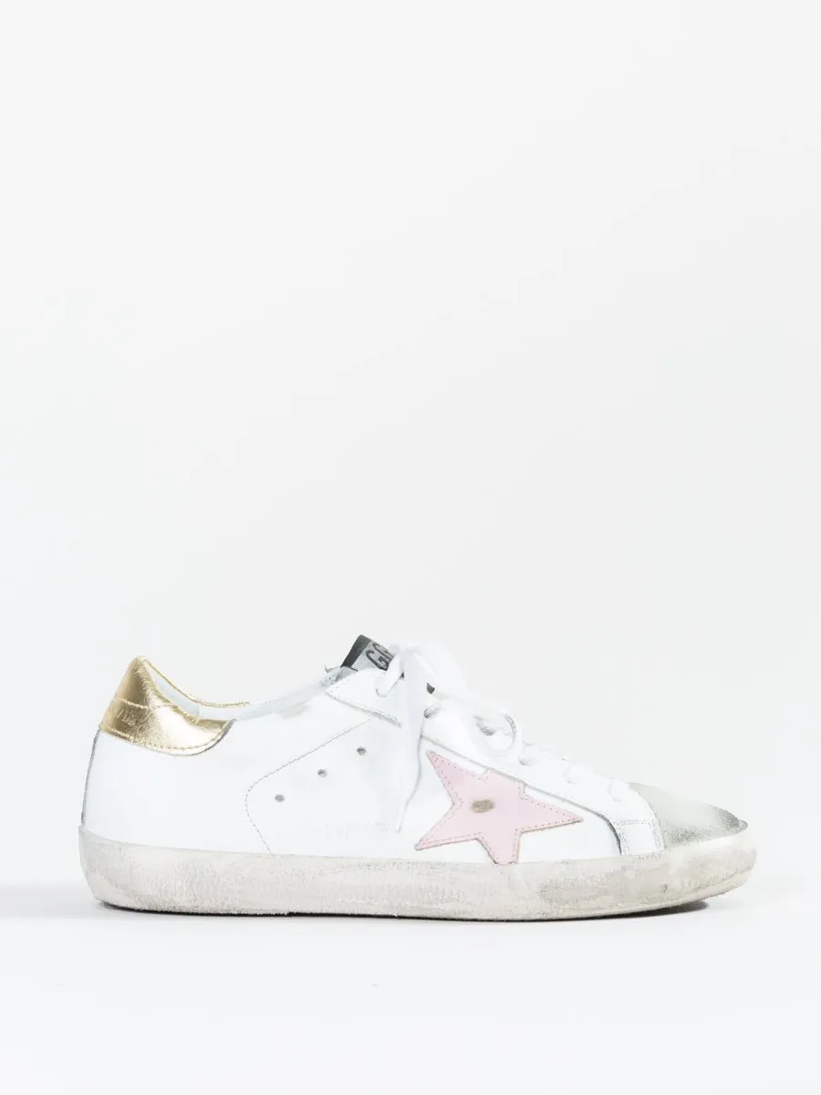 superstar sneaker - white gold/pink