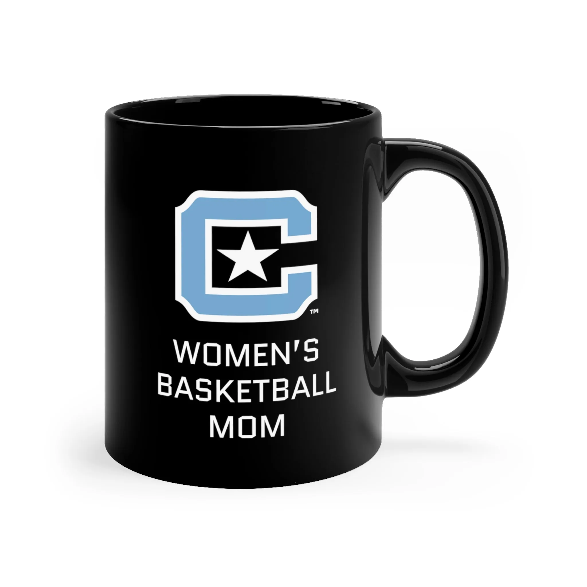 The Citadel Block C Logo, Club Sports Women's Basketball Mom, Black Mug, 11oz