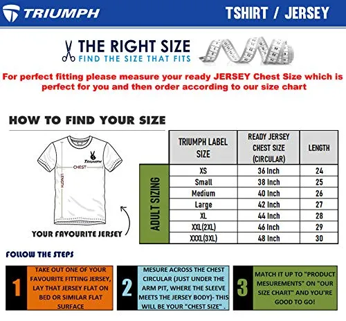 Triumph Men Soccer Jersey Quick Dry Half Sleeve Football Jerseys for Men's Printed Soccer Football Sports Team T-Shirts for Boys Player Polyester Sportswear Football T Shirts Size L SkyBlue
