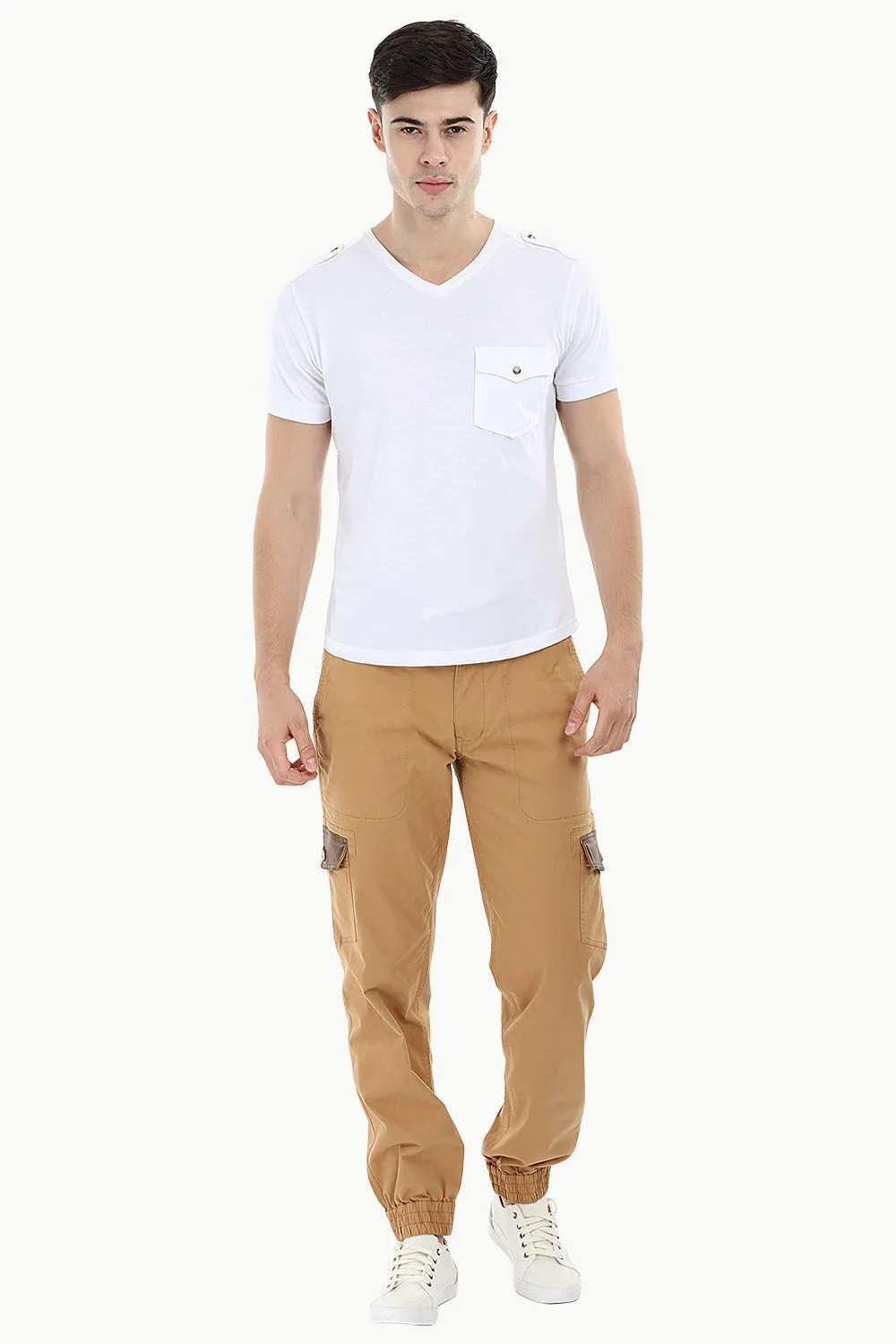 Twill Cargo Cuff Jogger Pants