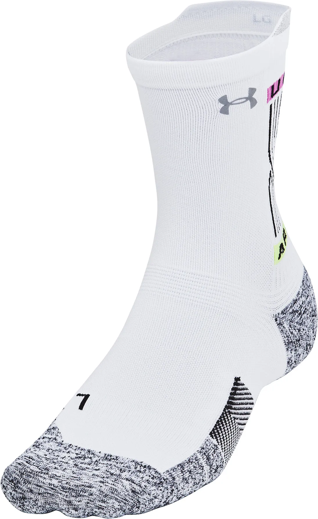 Under Armour Run Cushion Mid Crew Running Socks - White