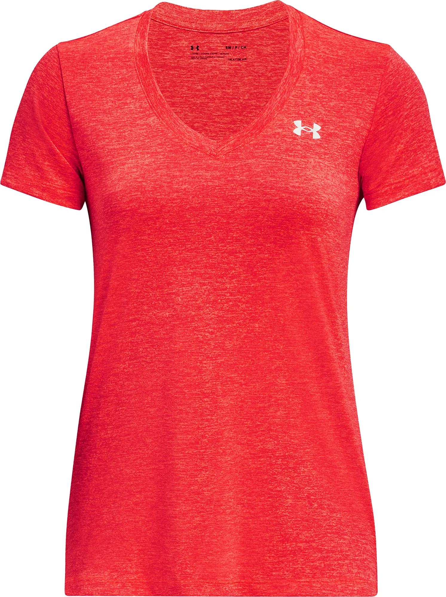 Under Armour Tech Twist V-Neck Short Sleeve Womens Running Top - Red