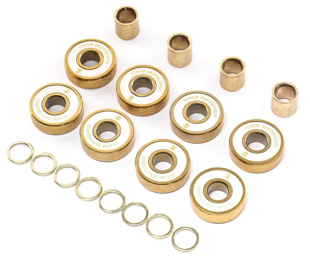 Venom Premium Precision Gold Skateboard Bearings & Venom Bearing Lubricant Pack