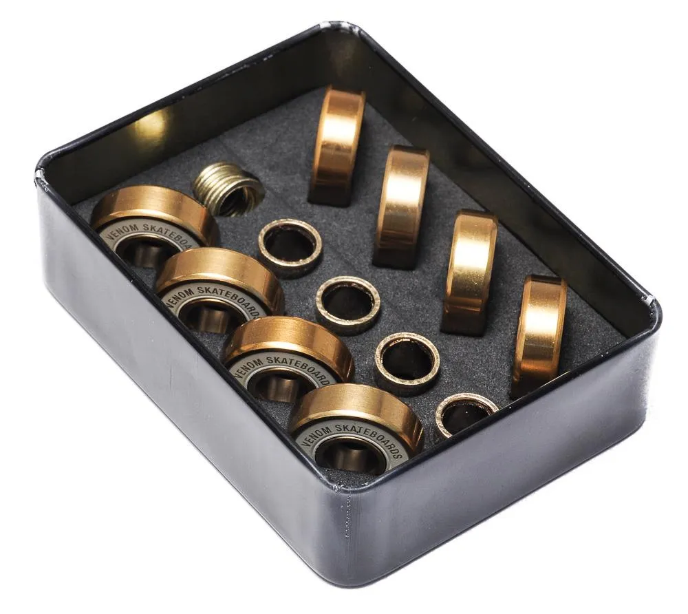Venom Premium Precision Gold Skateboard Bearings & Venom Bearing Lubricant Pack
