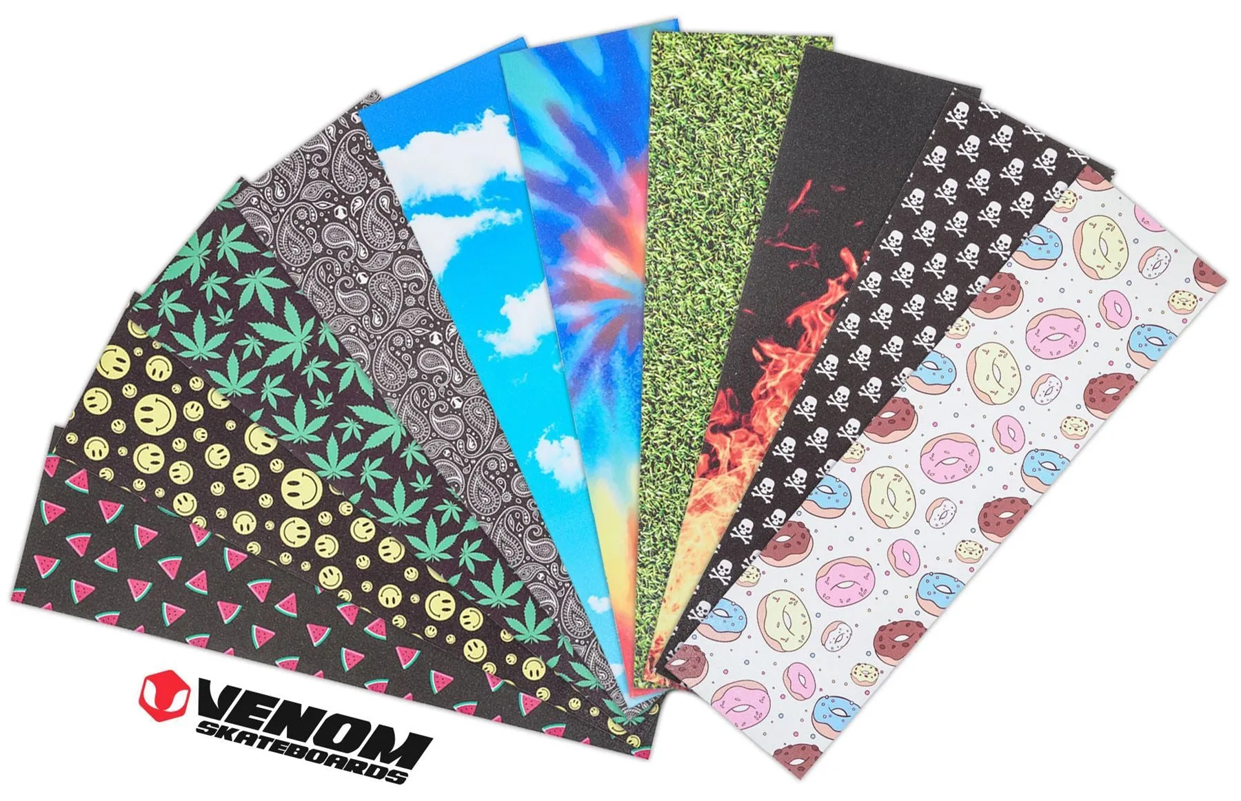 Venom Professional Grade Skateboard Griptape 9" x 33" - Flames