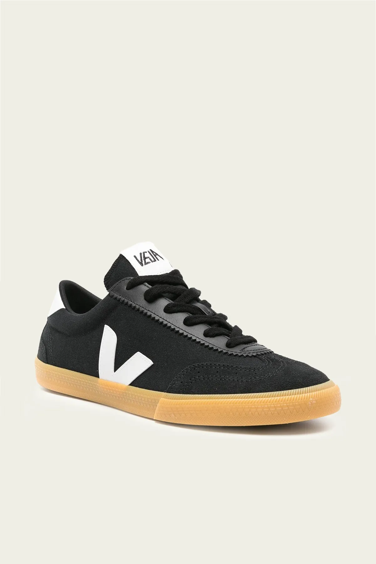 Volley Canvas Men Sneaker in Black White Natural