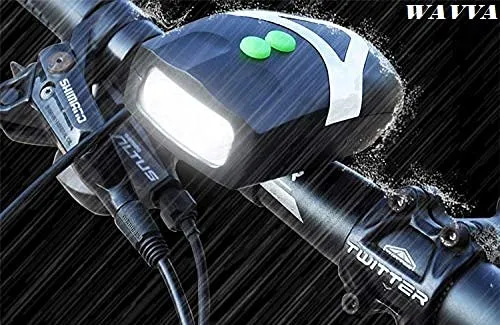 Wavva LED Light Orange Bicycle Bike Accessories Adjustable Safety Warning Loud Horn Black (3 Modes)