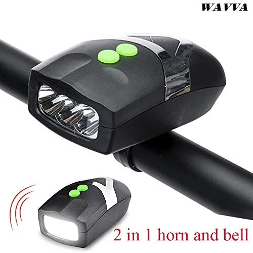 Wavva LED Light Orange Bicycle Bike Accessories Adjustable Safety Warning Loud Horn Black (3 Modes)