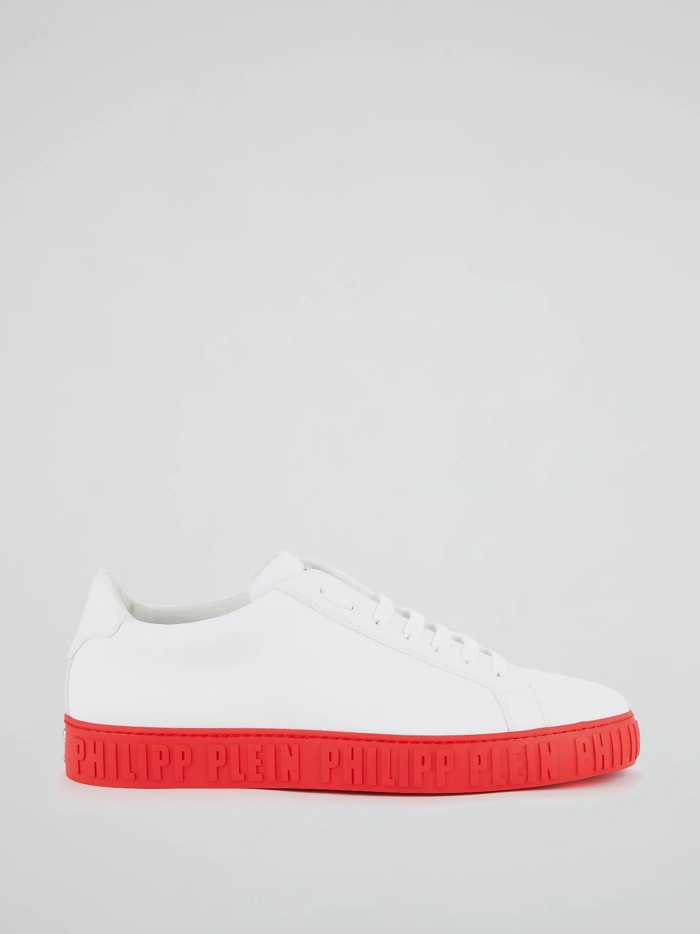 White Contrast Logo Sole Leather Sneakers