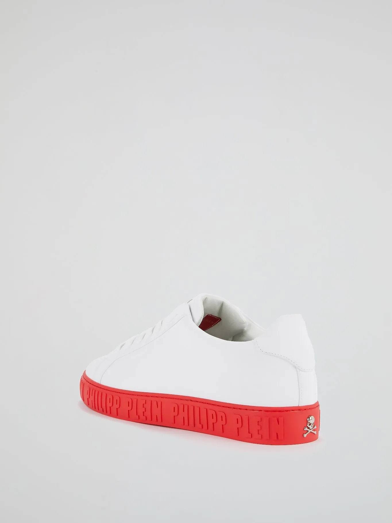 White Contrast Logo Sole Leather Sneakers