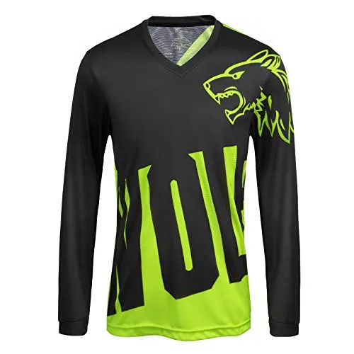 Wisdom Leaves Men's Mountain Bike Jersey Long Sleeve BMX Downhill Cycling Shirts Moisture-Wicking Sportswear T-Shirt