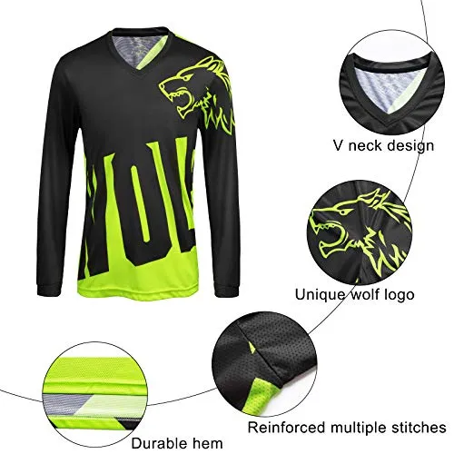 Wisdom Leaves Men's Mountain Bike Jersey Long Sleeve BMX Downhill Cycling Shirts Moisture-Wicking Sportswear T-Shirt