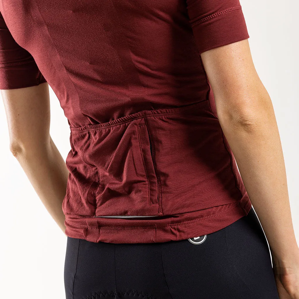 Women's Pecora Merino Cycling Jersey (Bloodstone)