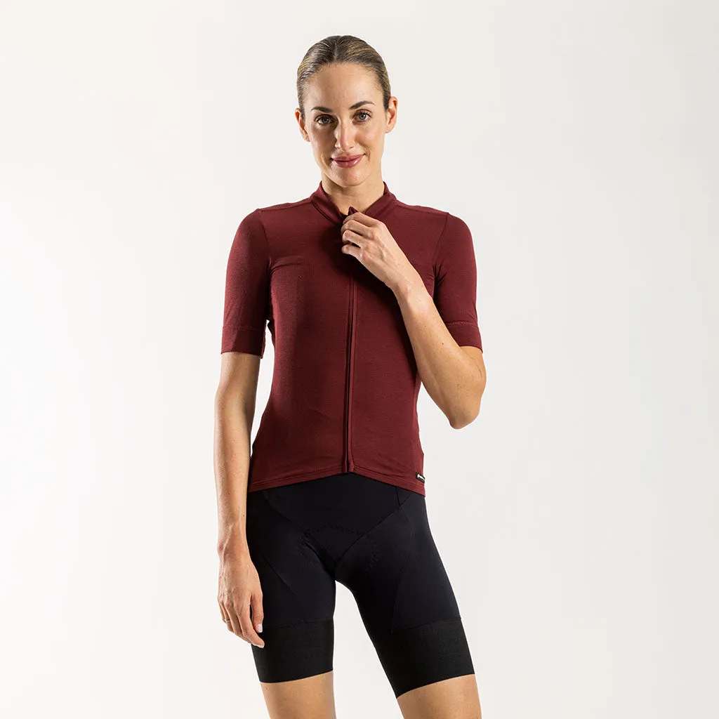 Women's Pecora Merino Cycling Jersey (Bloodstone)