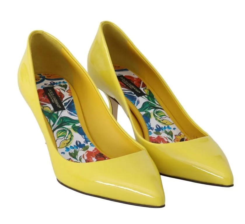 Yellow Patent Leather Pumps