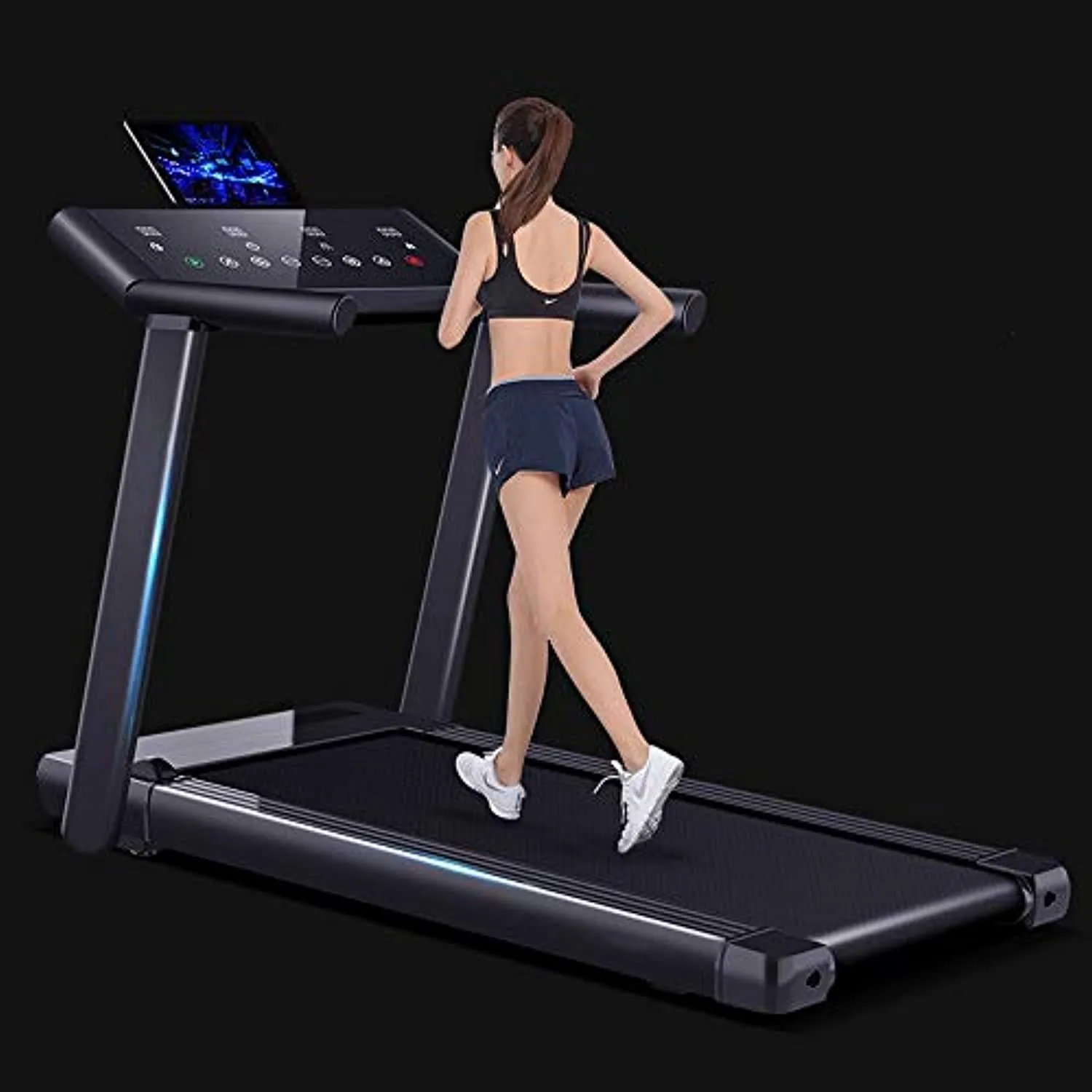 Zzfni treadmill Electric Treadmill Foldable Running Machine 14 km/h Max Speed Easy Assembly with Adjustable Display Panel 3-Level Manual Incline Convenient Tablet Stand for Home Use foldable treadmill
