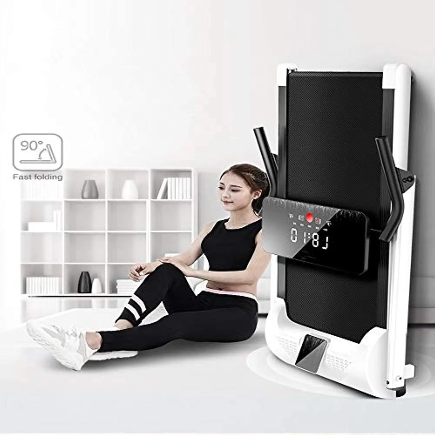Zzfni Treadmill Small Treadmill for Household Use, Support for Variable Speed Running Mute Indoor, Multifunctional Mini Folding Walking Machine Foldable Treadmill
